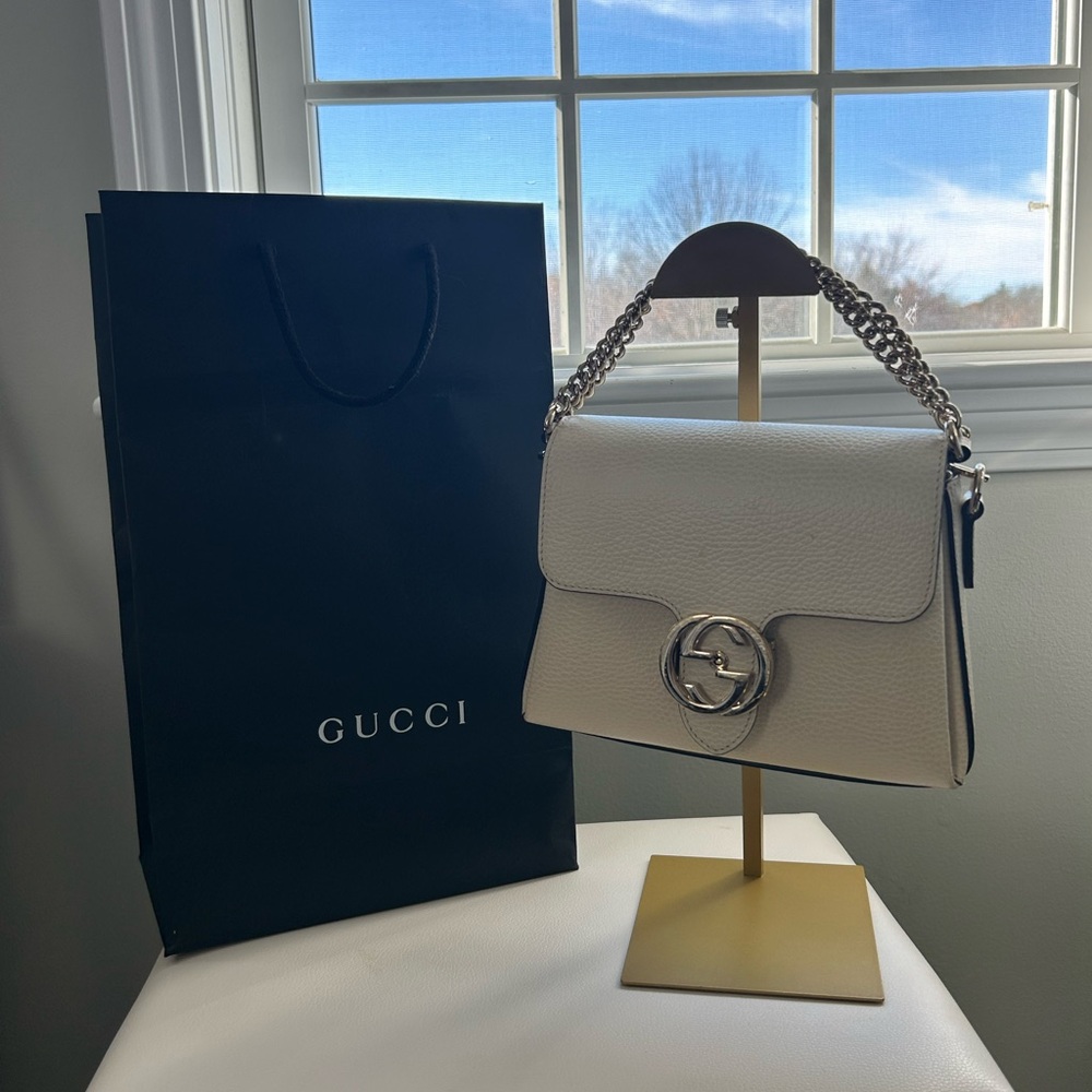 *SOLD*Gucci White Leather Crossbody Bag-comes with Authentication certificate